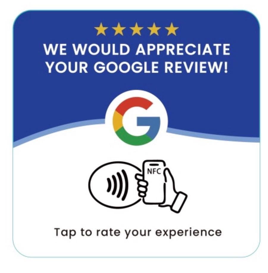 Vierkante acrylkaart met een Google-reviewontwerp